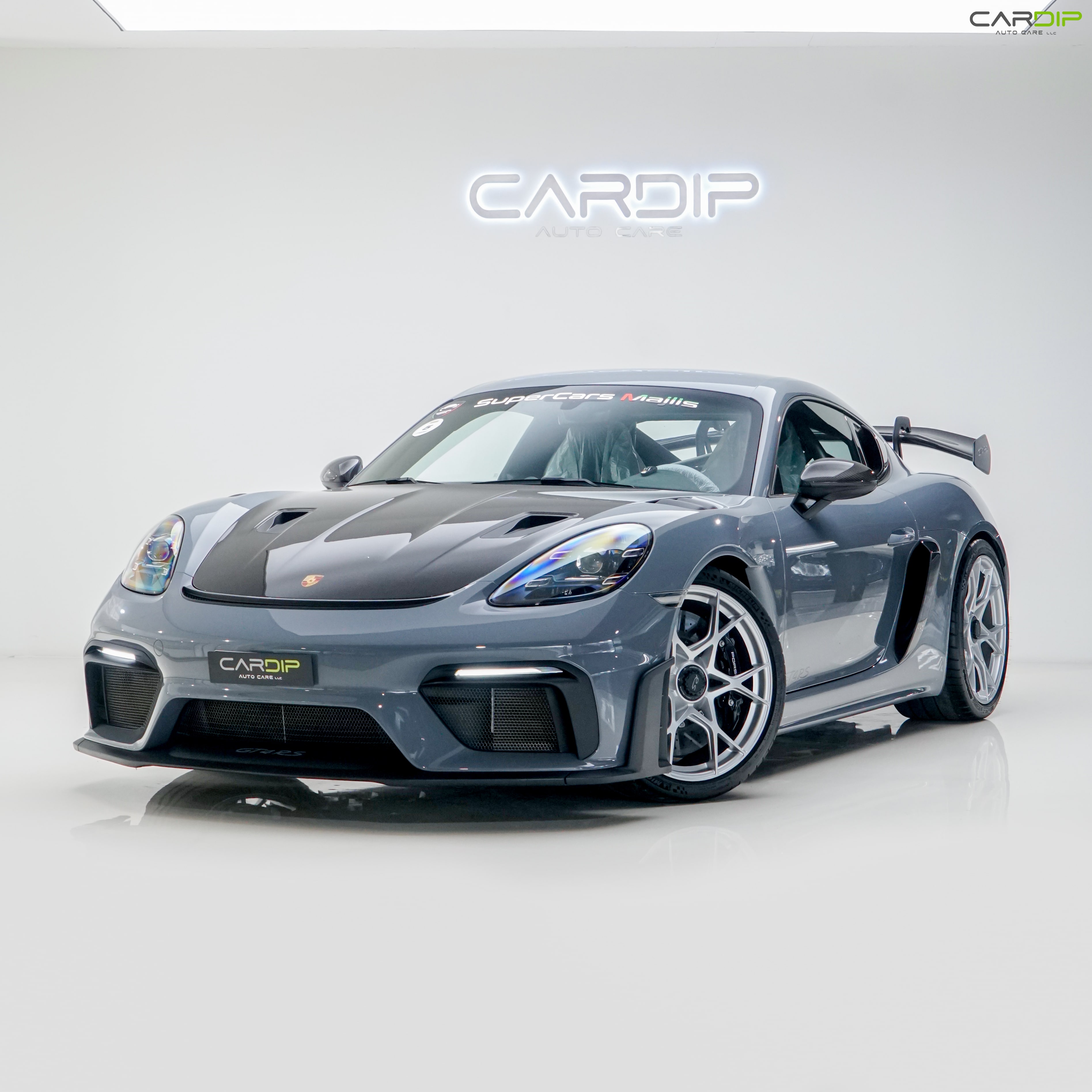 Luxury car in a garage with glossy paint without any defects