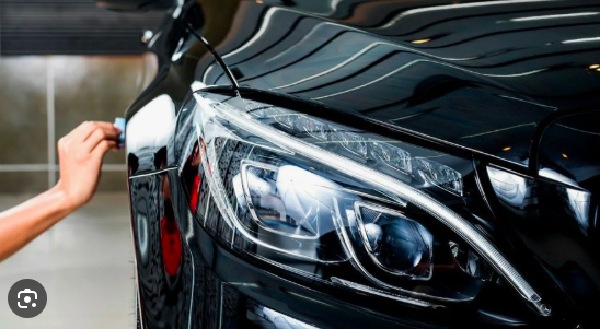 Exterior Car Detailing on a black car