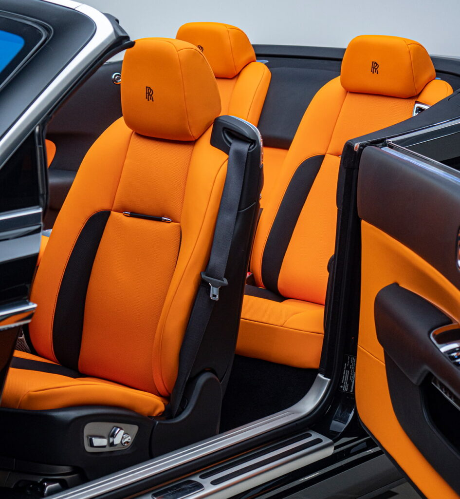 orange seats of the car cleaned properly